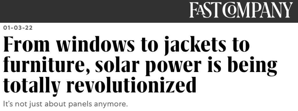 Fast Company: Freeing Energy book mentioned in article about the future of solar
